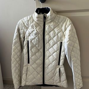 Lightweight off white jacket. Cute black trim